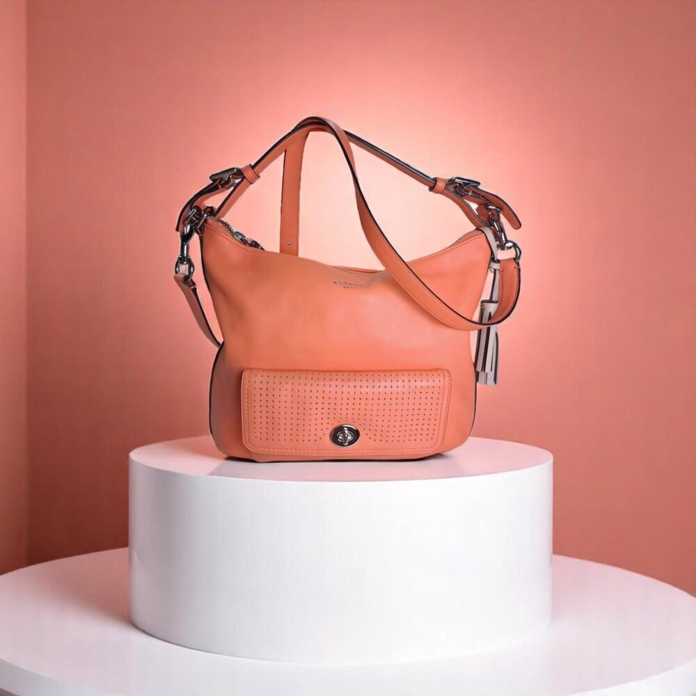Coach Legacy Perforated Leather Courtenay Hobo in coral